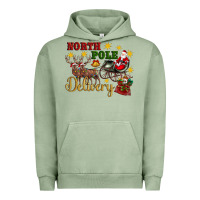 Pigment Oil Green North Pole Delivery Santa Sleigh Urban Hoodie - Artiststas