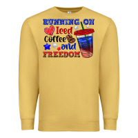 Antique Gold running on iced coffe and freedom Premium Sweatshirt - texasbilliewilder