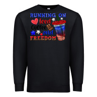 Black running on iced coffe and freedom Premium Sweatshirt - texasbilliewilder