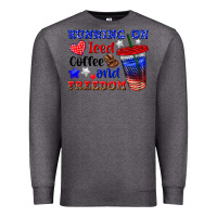 Charcoal Heather running on iced coffe and freedom Premium Sweatshirt - texasbilliewilder