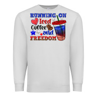 Dove Grey running on iced coffe and freedom Premium Sweatshirt - texasbilliewilder