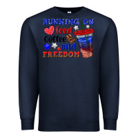 Navy running on iced coffe and freedom Premium Sweatshirt - texasbilliewilder