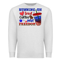 Oatmeal Heather running on iced coffe and freedom Premium Sweatshirt - texasbilliewilder