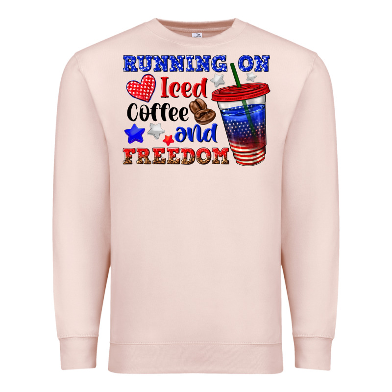 Running On Iced Coffe And Freedom Premium Sweatshirt by texasbilliewilder | Teevron
