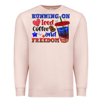 Pale Pink running on iced coffe and freedom Premium Sweatshirt - texasbilliewilder