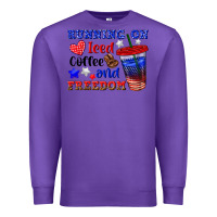 Purple running on iced coffe and freedom Premium Sweatshirt - texasbilliewilder