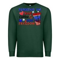 Sports Green running on iced coffe and freedom Premium Sweatshirt - texasbilliewilder