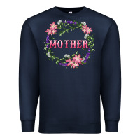 Navy mother with floral wreath Premium Sweatshirt - RanaPortraitStore