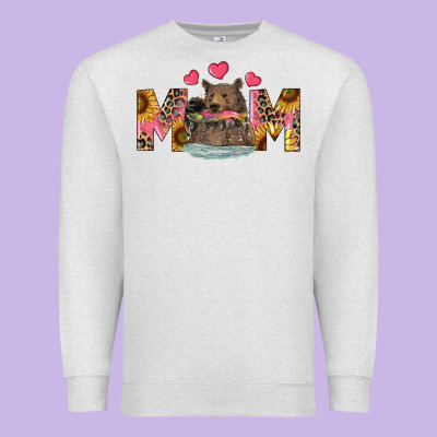 Premium Sweatshirt mom bear with sunflowers
