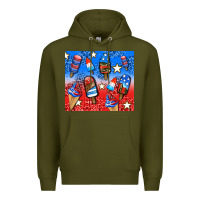 Army Green american popsicle and stars Premium Hoodie - AdoDesignShop