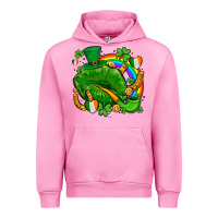 Fuchsia Pink st patricks lips with horseshoe rainbow and shamrocks Urban Hoodie - AdoDesignShop