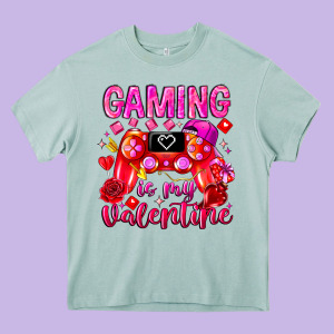 Gaming Is My Valentine Heavy Core Tee Designed By Cowhidedigitalart