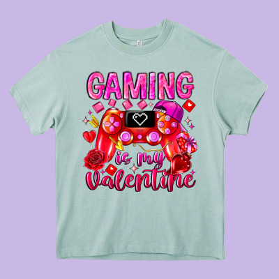 Gaming Is My Valentine Heavy Core Tee Designed By Cowhidedigitalart