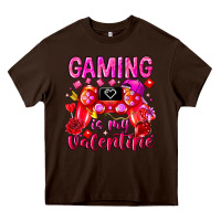 Chocolate Brown Gaming is My Valentine Heavy Core Tee - CowhideDigitalArt
