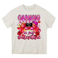 Cream Gaming is My Valentine Heavy Core Tee - CowhideDigitalArt