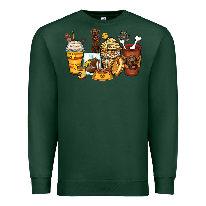 Labrador Retriever Coffee Cups Premium Sweatshirt by Zillion Design Studio | Teevron