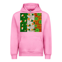 Fuchsia Pink irish flag with shamrocks and heart Urban Hoodie - AdoDesignShop