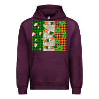Mauve Wine irish flag with shamrocks and heart Urban Hoodie - AdoDesignShop