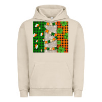 Pigment French Oak irish flag with shamrocks and heart Urban Hoodie - AdoDesignShop