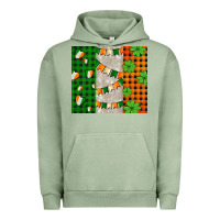 Pigment Oil Green irish flag with shamrocks and heart Urban Hoodie - AdoDesignShop