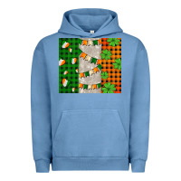 Pigment Pebble Blue irish flag with shamrocks and heart Urban Hoodie - AdoDesignShop