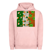 Pigment Salmon irish flag with shamrocks and heart Urban Hoodie - AdoDesignShop