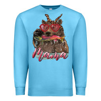 Ocean Blue mother's day mama bear wıth bandana and glasses Premium Sweatshirt - RanaPortraitStore