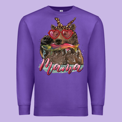 Premium Sweatshirt mother's day mama bear wıth bandana and glasses