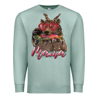 Seafoam mother's day mama bear wıth bandana and glasses Premium Sweatshirt - RanaPortraitStore