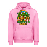 Fuchsia Pink hangin with my gnomes with rainbow Urban Hoodie - AdoDesignShop