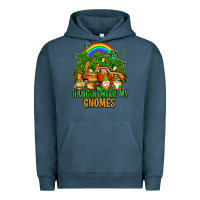 Pigment Midnight Navy hangin with my gnomes with rainbow Urban Hoodie - AdoDesignShop