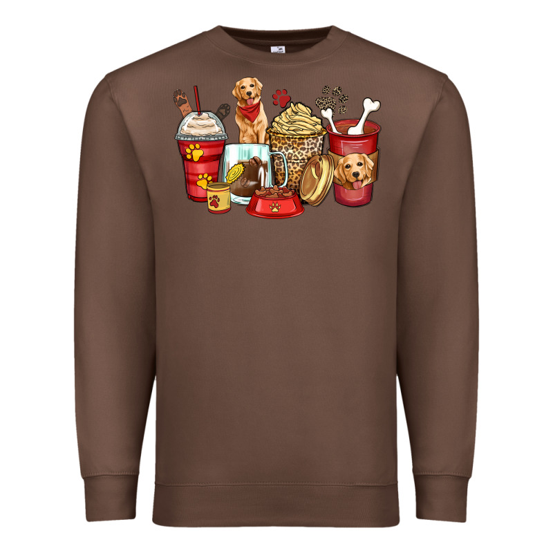 Golden Retriever Coffee Cups Premium Sweatshirt by Zillion Design Studio | Teevron