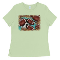 Matcha American football leopard cowhide turquoise  leather background Ladies Tee - BarkalooDesign