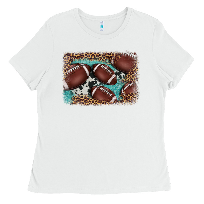 American Football Leopard Cowhide Turquoise  Leather Background Ladies Tee by BarkalooDesign | Teevron