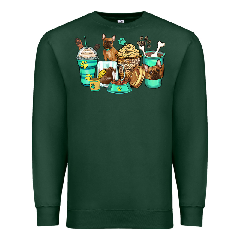 French Bulldog Coffee Cups Premium Sweatshirt by Zillion Design Studio | Teevron
