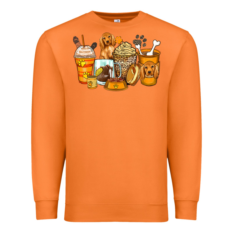 Cocker Spaniel Coffee Cups Premium Sweatshirt by Zillion Design Studio | Teevron