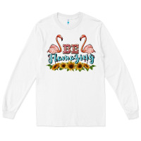 White be flamezing flamingo Long Sleeve Tee - BarkalooDesign