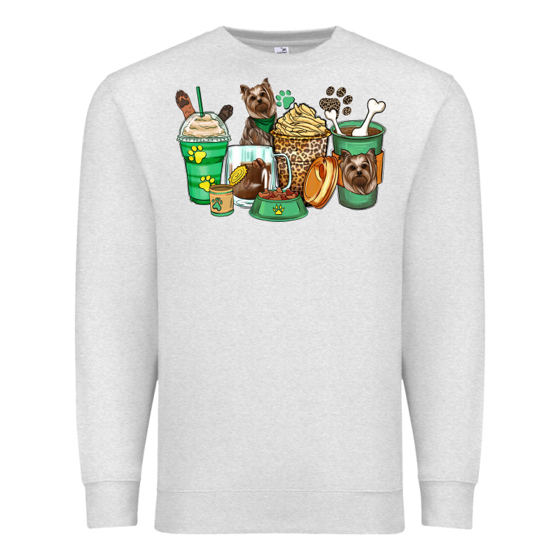 Yorkshire Terrier Coffee Cups Premium Sweatshirt by Zillion Design Studio | Teevron