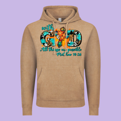 With God All Things Are Possible. Cross Vintage Hoodie Designed By Adodesignshop