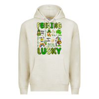 Oatmeal Heather feeling lucky Premium Hoodie - Artiststas