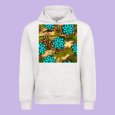 Camouflage Leopard Gemstone Seamless Pattern Urban Hoodie Designed By Bundleandbundleshop