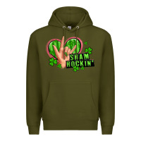 Army Green shamrockin' rock n roll female hand Premium Hoodie - Artiststas