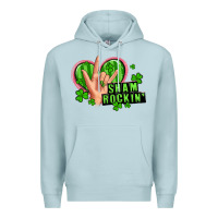 Blue Mist shamrockin' rock n roll female hand Premium Hoodie - Artiststas
