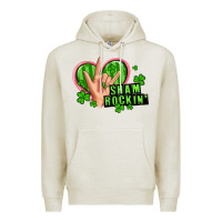 Oatmeal Heather shamrockin' rock n roll female hand Premium Hoodie - Artiststas