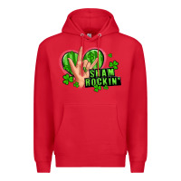 Red shamrockin' rock n roll female hand Premium Hoodie - Artiststas