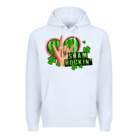 White shamrockin' rock n roll female hand Premium Hoodie - Artiststas