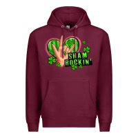 Burgundy shamrockin' rock n roll female hand Premium Hoodie - Artiststas