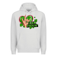 Dove Grey shamrockin' rock n roll female hand Premium Hoodie - Artiststas