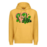 Mustard shamrockin' rock n roll female hand Premium Hoodie - Artiststas