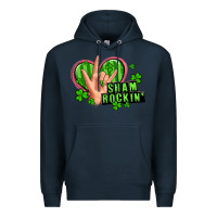 Navy shamrockin' rock n roll female hand Premium Hoodie - Artiststas